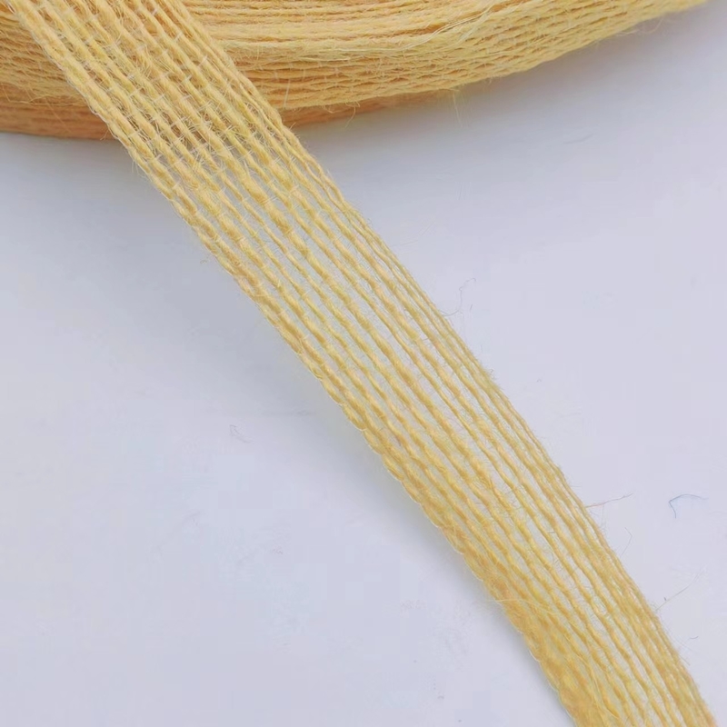 2024 純黄色の釣り糸 麻のリボン ユート 織布 パーソナライズされた色 衣類